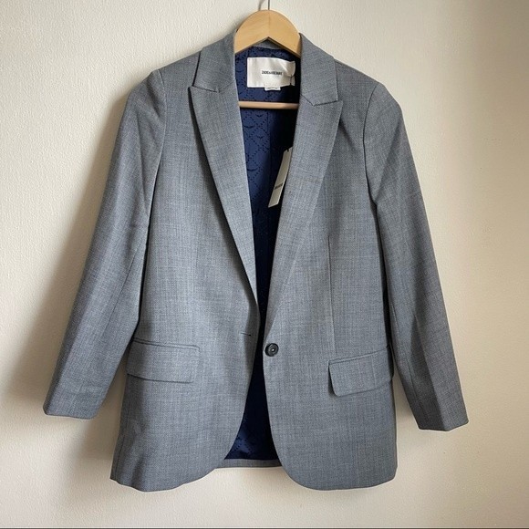 NWT ZADIG&VOLTAIRE amour gray suit jacket wwbl00272 size 34 - Picture 2 of 11